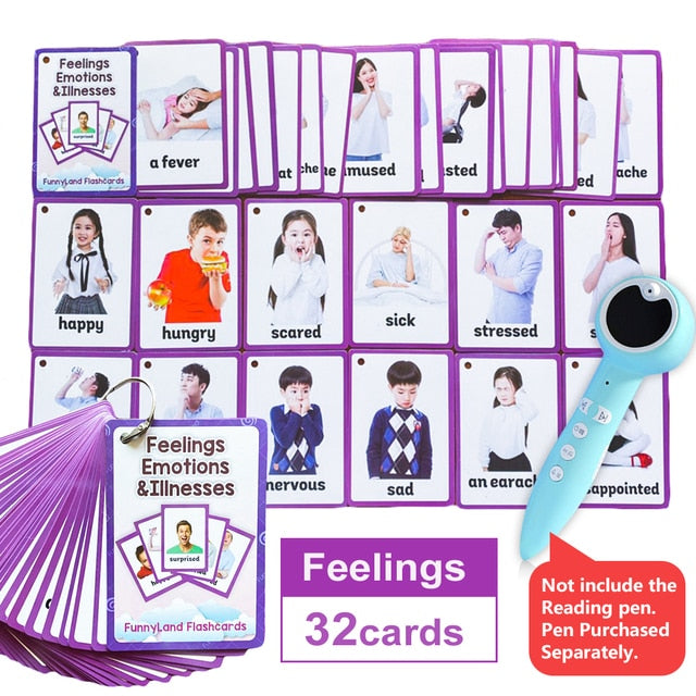 Kids Montessori Baby Learn English Word Card Flashcards Cognitive Educational Toys