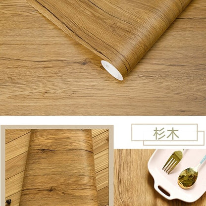 Pvc Waterproof Stickers Self-adhesive Wood Pattern Solid Color Home Decor