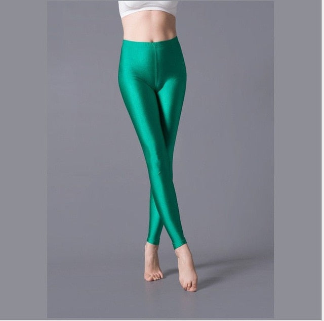 Shinny Elasticity Solid Color Leggings - Azahshopping