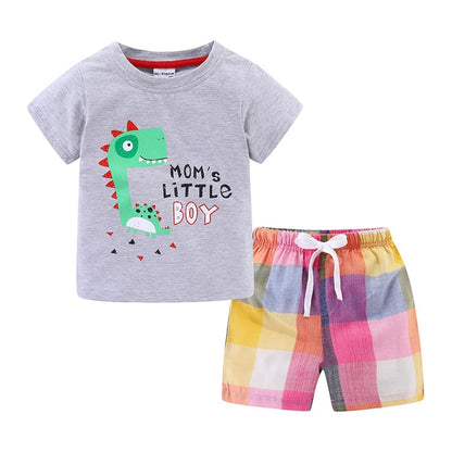 Summer Plaid Short Set For Boys