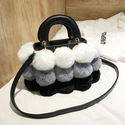 Cute Tote Bag Women Designer Handbag Hair Ball Shoulder Messenger Bags