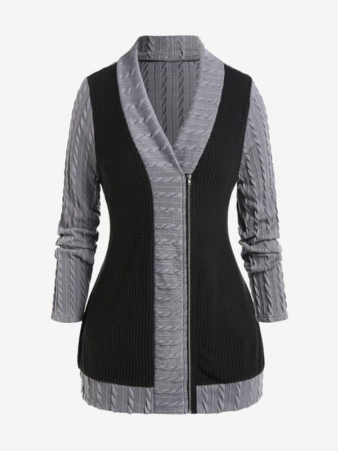 Knitted Zipper Cardigan for Women