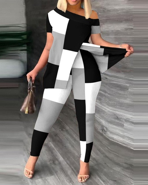 Split Tshirt with Slim Leggings Two-piece Set