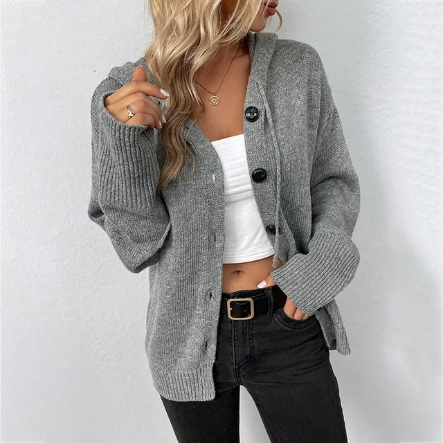 Hooded Knitted Jacket for Women