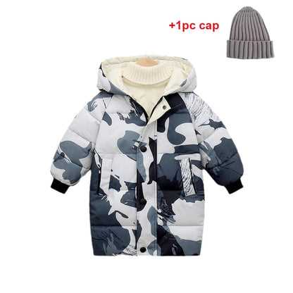 Cotton-padded Hooded Winter Down Jackets for Boys