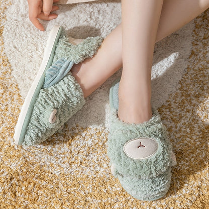 Non-slip Soft Warm House Shoes Men Ladies Indoor Bedroom Couples Cartoon Rabbit Bear Floor Slides