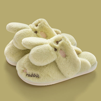 Non-slip Soft Warm House Shoes Men Ladies Indoor Bedroom Couples Cartoon Rabbit Bear Floor Slides