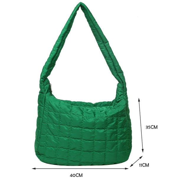 Lattice Pattern Shoulder Bag Space Cotton