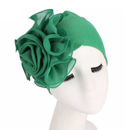 Large Flower Stretch Scarf Hat Ladies Elegant Fashion Hair Accessories Chemo Hat Women Turban Bandanas