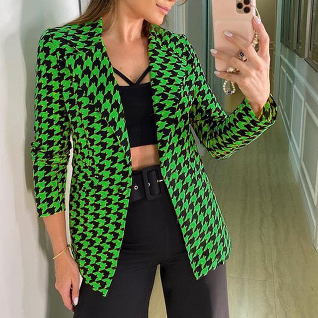 Women'sJacket Small Suit Houndstooth Suit