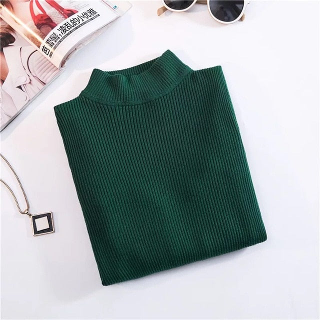 Turtleneck Pullovers Sweaters Long Sleeve Slim Oversize Sweater