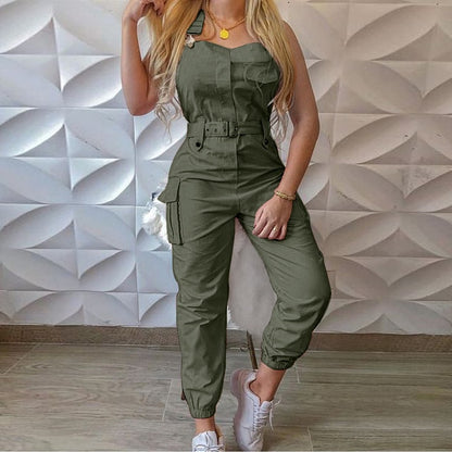 Jumpsuit Sleeveless with Pocket and Belt