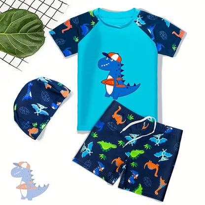 Swimming Costume Three-Piece Set Of Cute Cartoon Boys