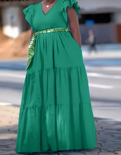 Sleeveless V Neck Long Maxi Summer Dress