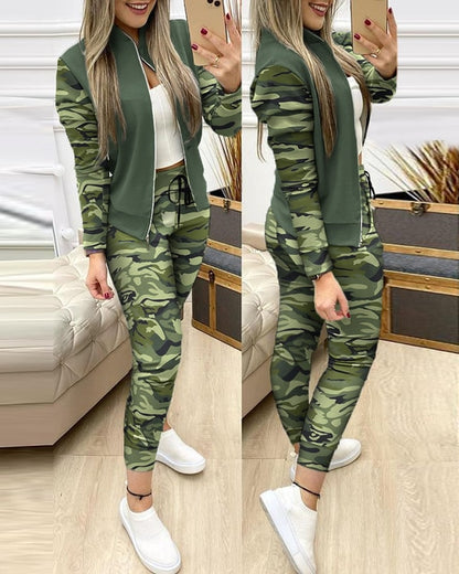 Tracksuit Suits 2 Piece Set Zipper Jacket+long Pants Sports Suit