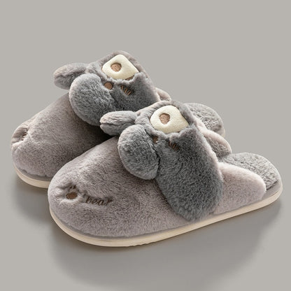 Non-slip Soft Warm House Shoes Men Ladies Indoor Bedroom Couples Cartoon Rabbit Bear Floor Slides