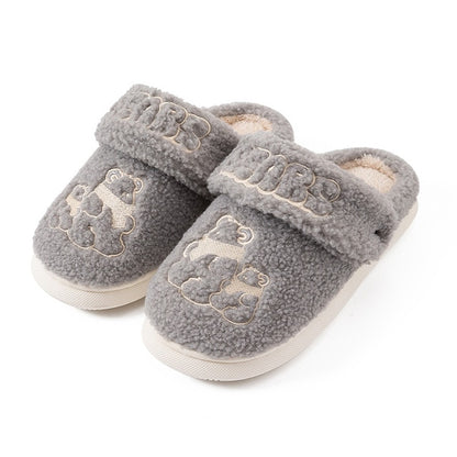 Non-slip Soft Warm House Shoes Men Ladies Indoor Bedroom Couples Cartoon Rabbit Bear Floor Slides