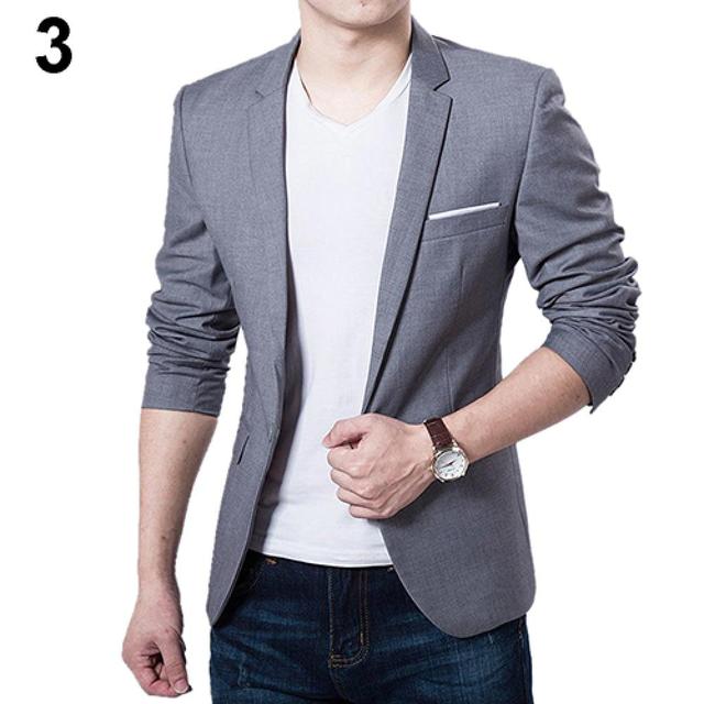 One Button Color Step Collar Slim Blazer for Formal Business Wear