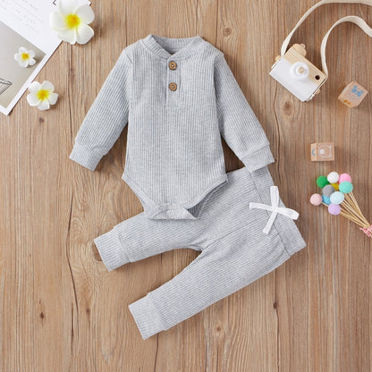 Newborn Winter Baby Girl Long Sleeve Romper Pants Sets