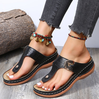 Summer Retro Flowers Flat Sandal For Women