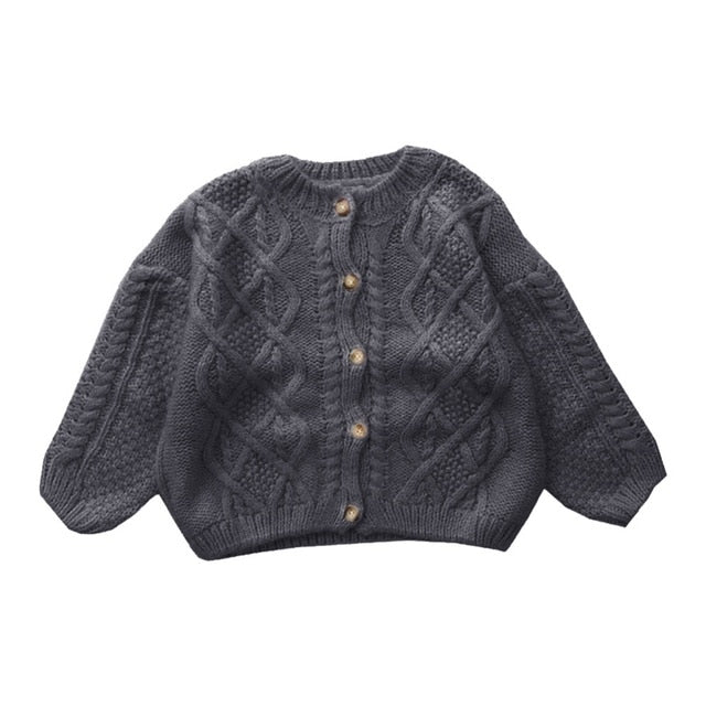 Retro Knitted Sweater Toddler Girls Thickened Cardigan