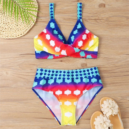 Printed Push Up High Waist Mayo Biquine - Beachwear