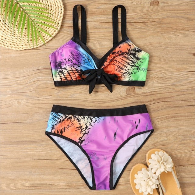 Printed Push Up High Waist Mayo Biquine - Beachwear