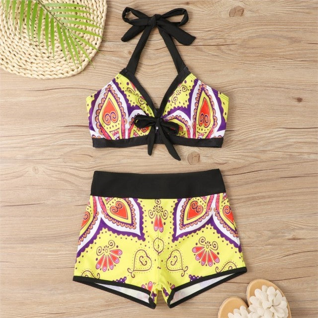 Printed Push Up High Waist Mayo Biquine - Beachwear