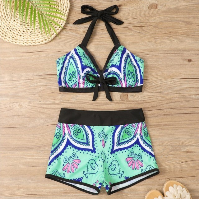 Printed Push Up High Waist Mayo Biquine - Beachwear