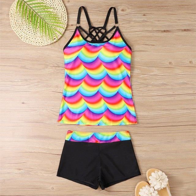 Tankini With Shorts High Waist Beachwear-Two Piece Set