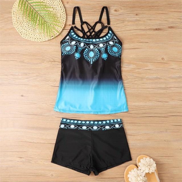 Tankini With Shorts High Waist Beachwear-Two Piece Set