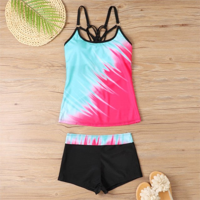 Tankini With Shorts High Waist Beachwear-Two Piece Set