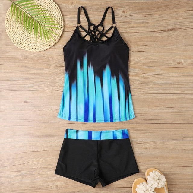 Tankini With Shorts High Waist Beachwear-Two Piece Set