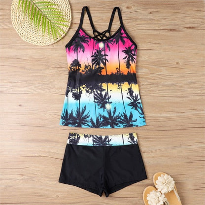 Tankini With Shorts High Waist Beachwear-Two Piece Set