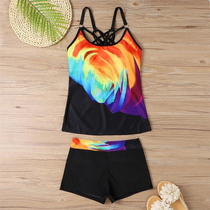 Tankini With Shorts High Waist Beachwear-Two Piece Set