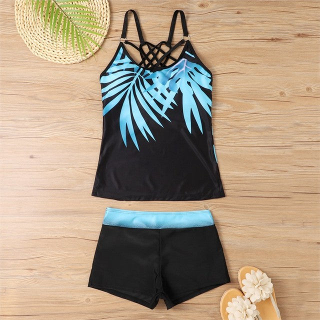 Tankini With Shorts High Waist Beachwear-Two Piece Set