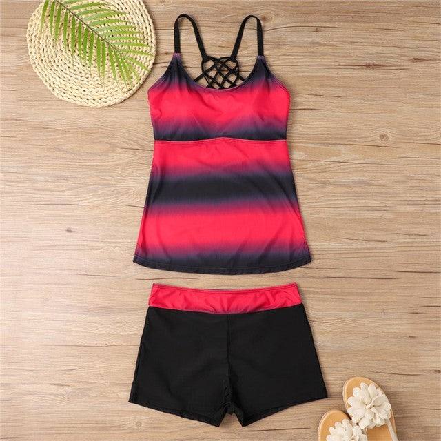 Tankini With Shorts High Waist Beachwear-Two Piece Set