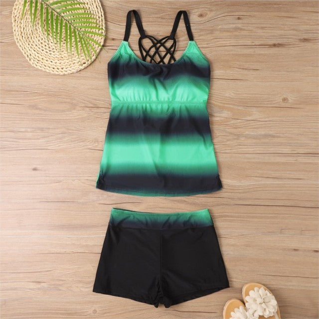 Tankini With Shorts High Waist Beachwear-Two Piece Set