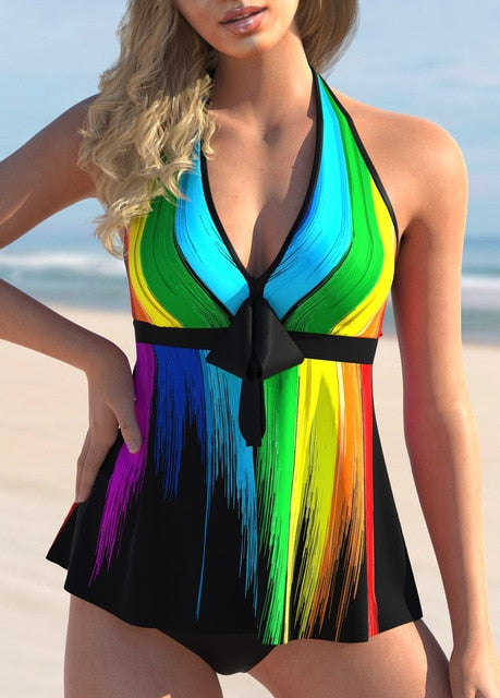 2 Piece Swimwear Printed Tankini Beachwear