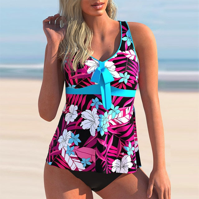 2 Piece Swimwear Printed Tankini Beachwear