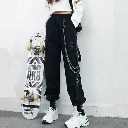 Women Cargo Pants with Punk Pockets - Azahshopping