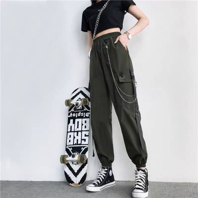 Women Cargo Pants with Punk Pockets - Azahshopping