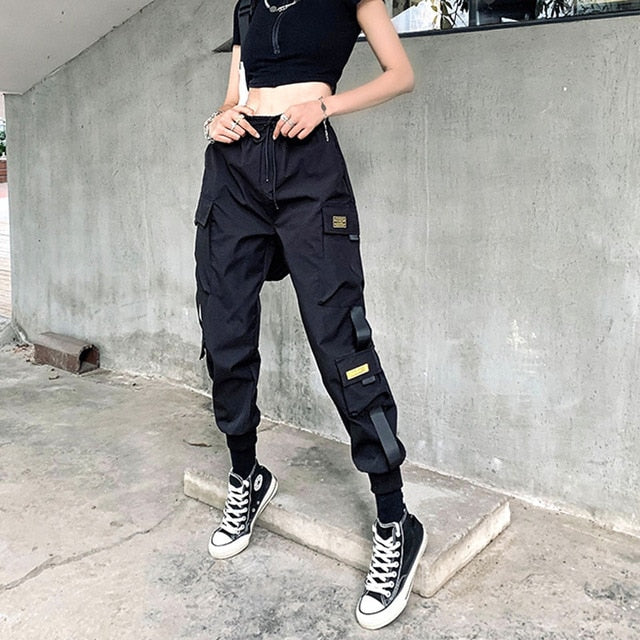 Women Cargo Pants with Punk Pockets - Azahshopping