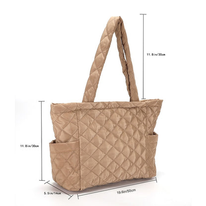 Lattice Pattern Shoulder Bag Space Cotton