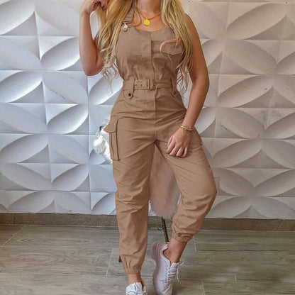 Jumpsuit Sleeveless with Pocket and Belt