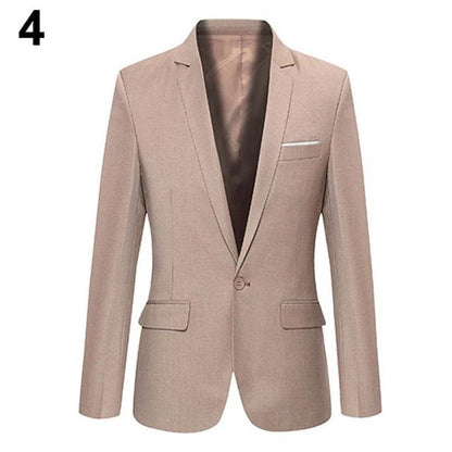 One Button Color Step Collar Slim Blazer for Formal Business Wear