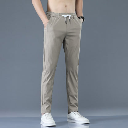 Thin Green Solid Color with Pocket Slim fit Pants