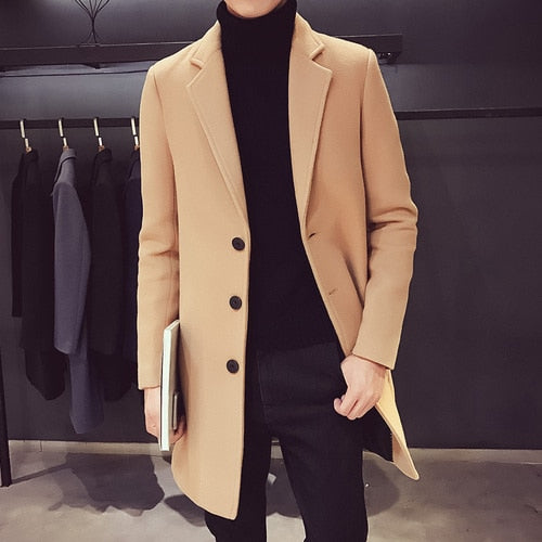 Mens Leisure Overcoat Casual Business Trench Coat