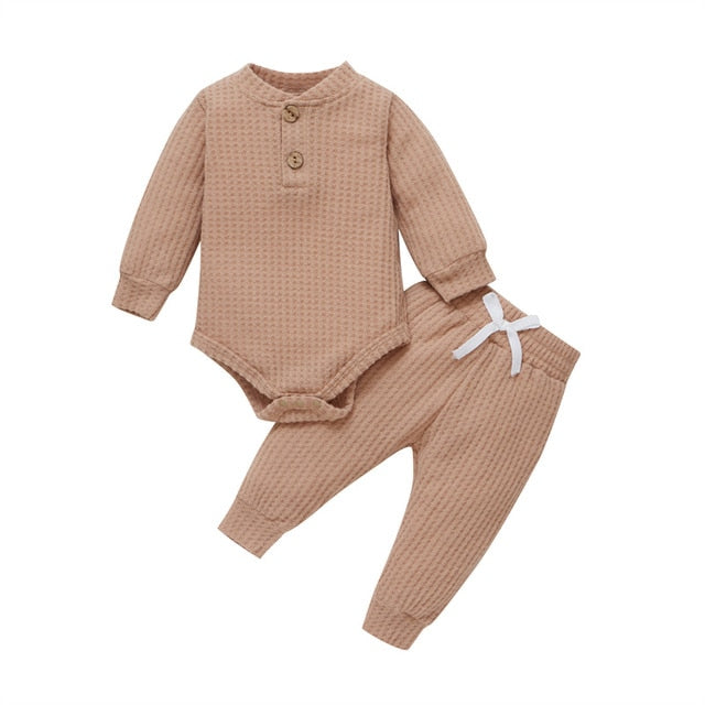 Knitted Warm 2pcs Suit Toddler Girl Boy Long Sleeve Romper