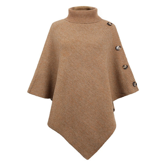 One Size Shawl Cloak Turtleneck for Women